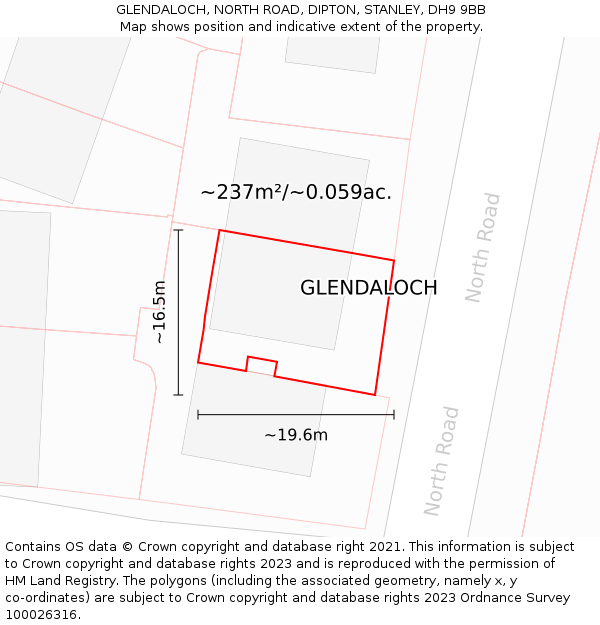 GLENDALOCH, NORTH ROAD, DIPTON, STANLEY, DH9 9BB: Plot and title map