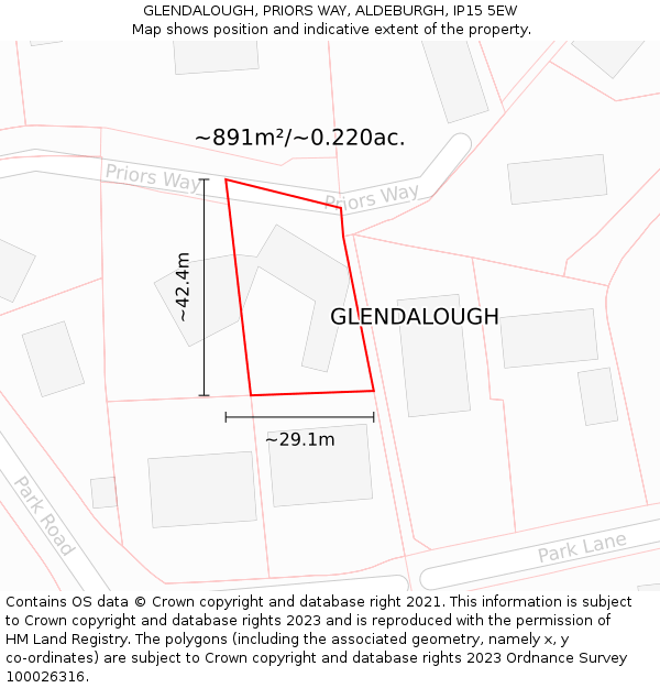 GLENDALOUGH, PRIORS WAY, ALDEBURGH, IP15 5EW: Plot and title map