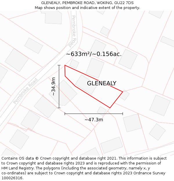 GLENEALY, PEMBROKE ROAD, WOKING, GU22 7DS: Plot and title map