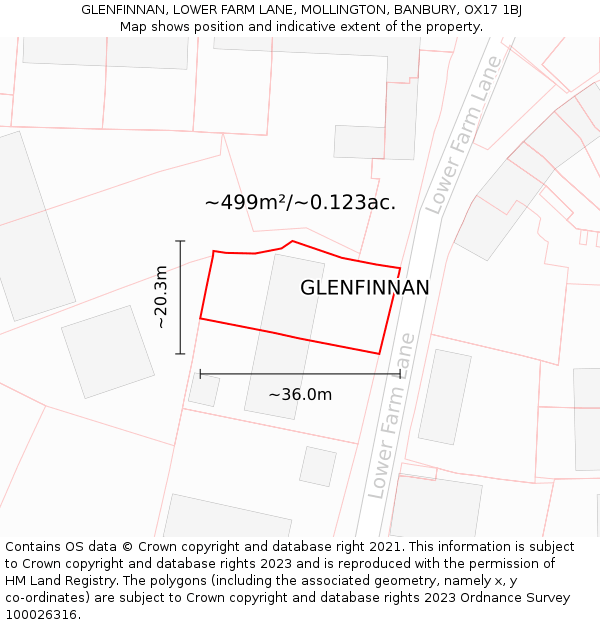GLENFINNAN, LOWER FARM LANE, MOLLINGTON, BANBURY, OX17 1BJ: Plot and title map
