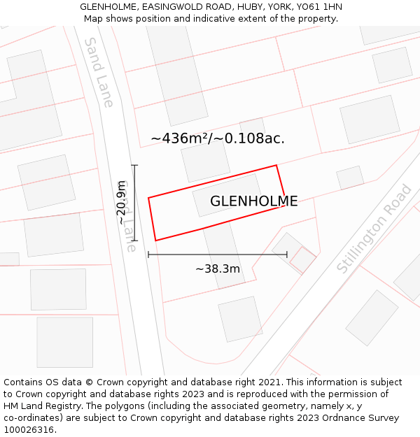 GLENHOLME, EASINGWOLD ROAD, HUBY, YORK, YO61 1HN: Plot and title map