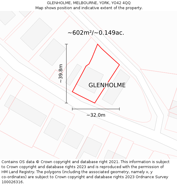GLENHOLME, MELBOURNE, YORK, YO42 4QQ: Plot and title map