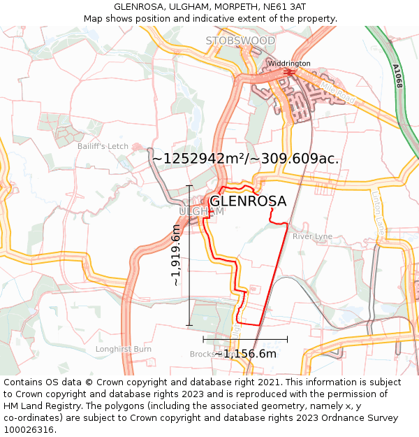 GLENROSA, ULGHAM, MORPETH, NE61 3AT: Plot and title map