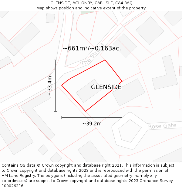 GLENSIDE, AGLIONBY, CARLISLE, CA4 8AQ: Plot and title map