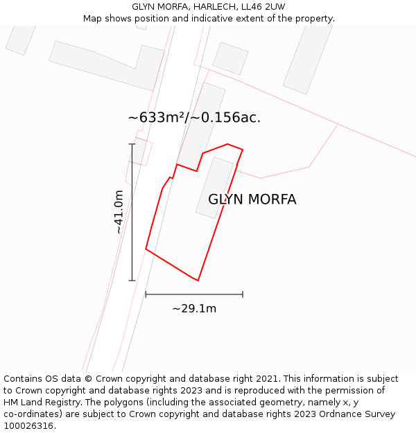 GLYN MORFA, HARLECH, LL46 2UW: Plot and title map