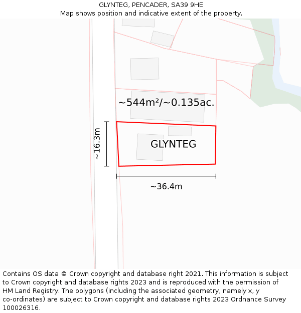 GLYNTEG, PENCADER, SA39 9HE: Plot and title map