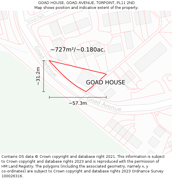 GOAD HOUSE, GOAD AVENUE, TORPOINT, PL11 2ND: Plot and title map