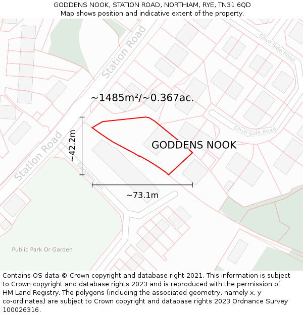 GODDENS NOOK, STATION ROAD, NORTHIAM, RYE, TN31 6QD: Plot and title map