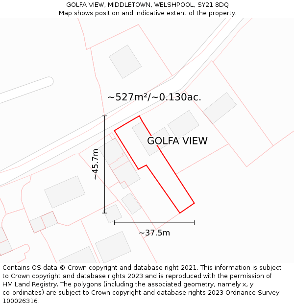 GOLFA VIEW, MIDDLETOWN, WELSHPOOL, SY21 8DQ: Plot and title map