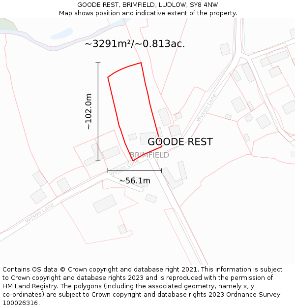 GOODE REST, BRIMFIELD, LUDLOW, SY8 4NW: Plot and title map