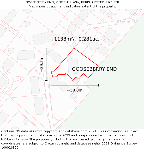 GOOSEBERRY END, KINGSHILL WAY, BERKHAMSTED, HP4 3TP: Plot and title map
