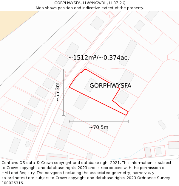 GORPHWYSFA, LLWYNGWRIL, LL37 2JQ: Plot and title map