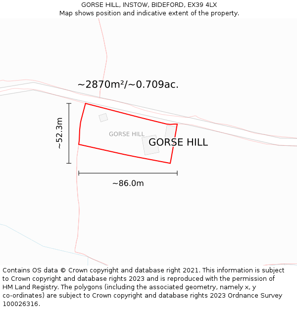 GORSE HILL, INSTOW, BIDEFORD, EX39 4LX: Plot and title map