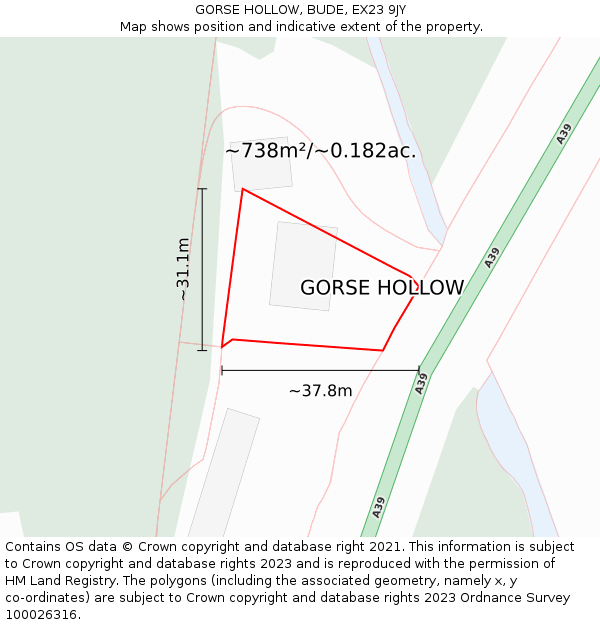 GORSE HOLLOW, BUDE, EX23 9JY: Plot and title map