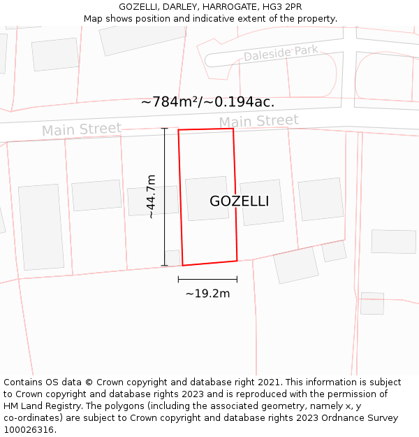 GOZELLI, DARLEY, HARROGATE, HG3 2PR: Plot and title map