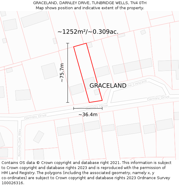 GRACELAND, DARNLEY DRIVE, TUNBRIDGE WELLS, TN4 0TH: Plot and title map