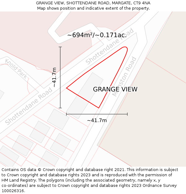 GRANGE VIEW, SHOTTENDANE ROAD, MARGATE, CT9 4NA: Plot and title map