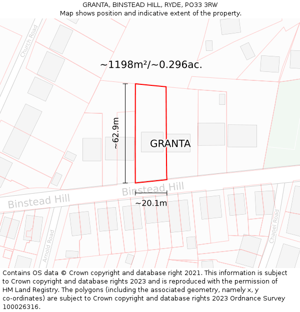 GRANTA, BINSTEAD HILL, RYDE, PO33 3RW: Plot and title map
