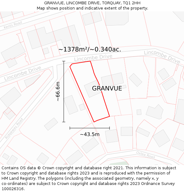 GRANVUE, LINCOMBE DRIVE, TORQUAY, TQ1 2HH: Plot and title map