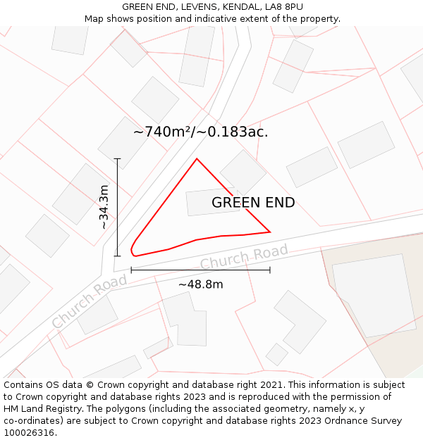 GREEN END, LEVENS, KENDAL, LA8 8PU: Plot and title map