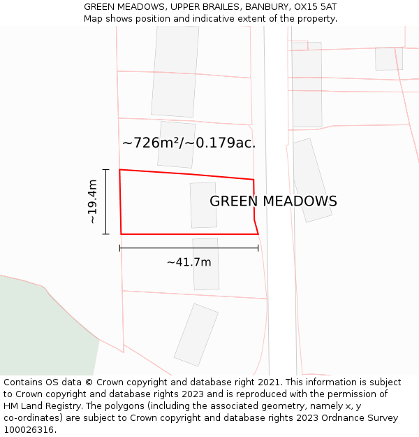 GREEN MEADOWS, UPPER BRAILES, BANBURY, OX15 5AT: Plot and title map
