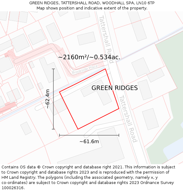 GREEN RIDGES, TATTERSHALL ROAD, WOODHALL SPA, LN10 6TP: Plot and title map