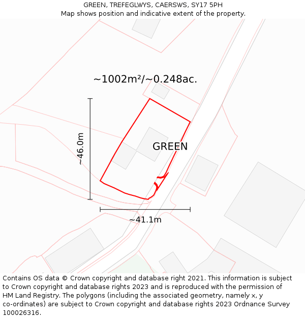 GREEN, TREFEGLWYS, CAERSWS, SY17 5PH: Plot and title map
