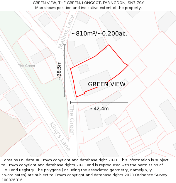 GREEN VIEW, THE GREEN, LONGCOT, FARINGDON, SN7 7SY: Plot and title map