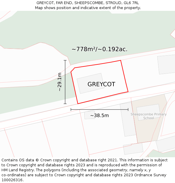 GREYCOT, FAR END, SHEEPSCOMBE, STROUD, GL6 7RL: Plot and title map
