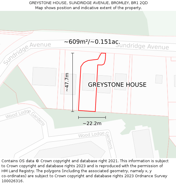 GREYSTONE HOUSE, SUNDRIDGE AVENUE, BROMLEY, BR1 2QD: Plot and title map