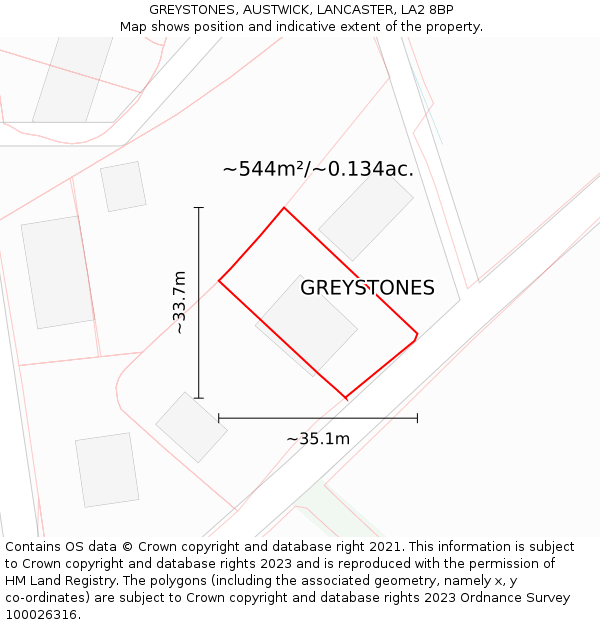 GREYSTONES, AUSTWICK, LANCASTER, LA2 8BP: Plot and title map