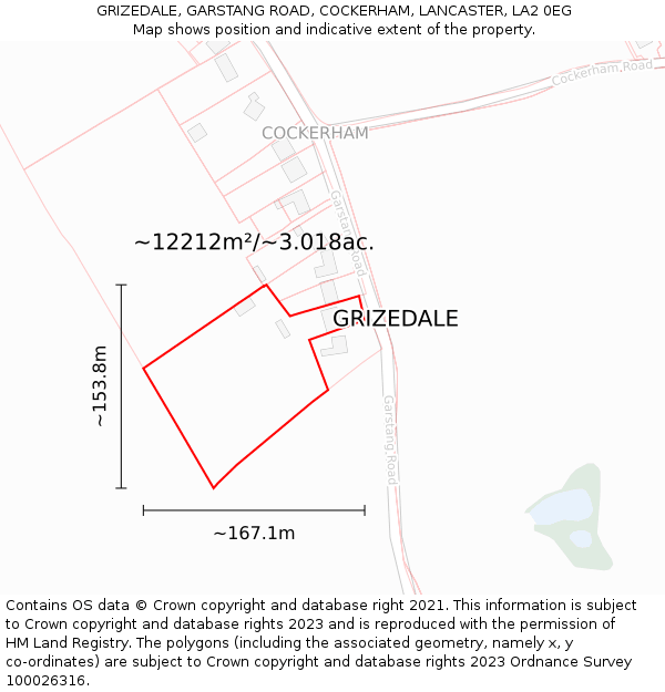 GRIZEDALE, GARSTANG ROAD, COCKERHAM, LANCASTER, LA2 0EG: Plot and title map
