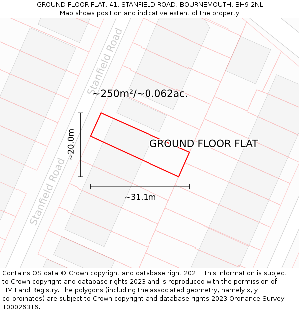 GROUND FLOOR FLAT, 41, STANFIELD ROAD, BOURNEMOUTH, BH9 2NL: Plot and title map