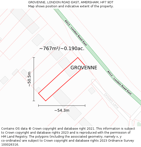 GROVENNE, LONDON ROAD EAST, AMERSHAM, HP7 9DT: Plot and title map
