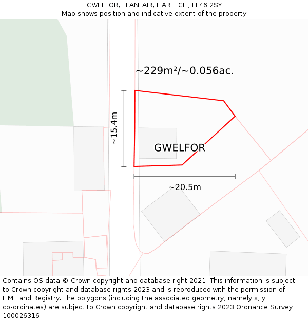 GWELFOR, LLANFAIR, HARLECH, LL46 2SY: Plot and title map