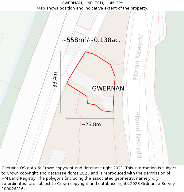 GWERNAN, HARLECH, LL46 2PY: Plot and title map