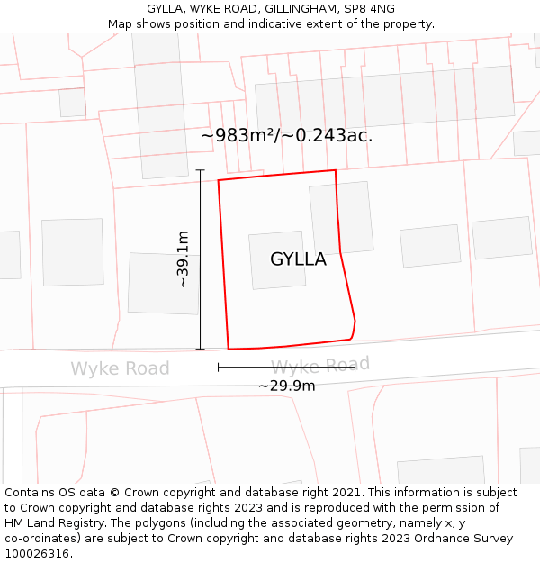 GYLLA, WYKE ROAD, GILLINGHAM, SP8 4NG: Plot and title map