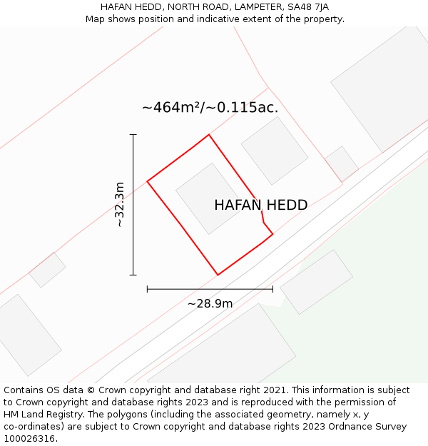 HAFAN HEDD, NORTH ROAD, LAMPETER, SA48 7JA: Plot and title map