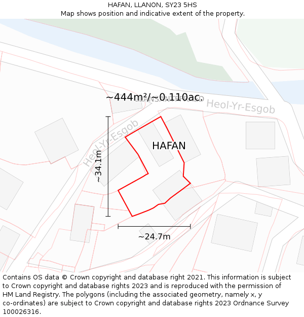 HAFAN, LLANON, SY23 5HS: Plot and title map