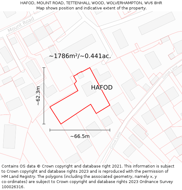 HAFOD, MOUNT ROAD, TETTENHALL WOOD, WOLVERHAMPTON, WV6 8HR: Plot and title map