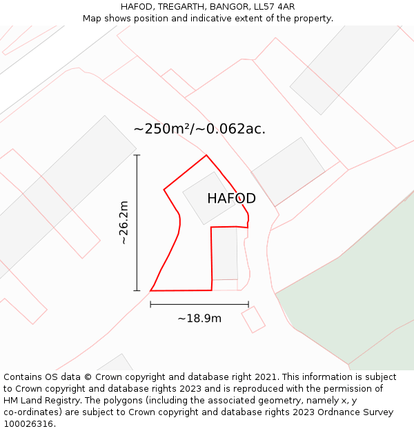 HAFOD, TREGARTH, BANGOR, LL57 4AR: Plot and title map