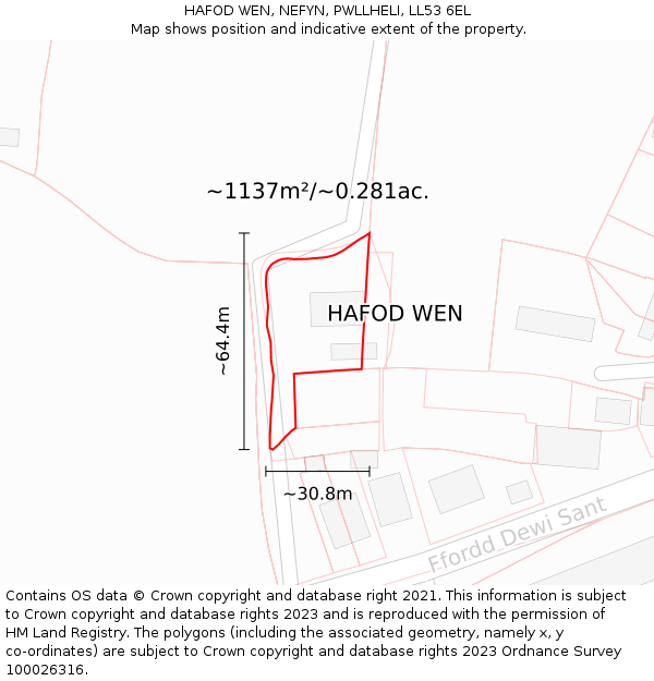 HAFOD WEN, NEFYN, PWLLHELI, LL53 6EL: Plot and title map
