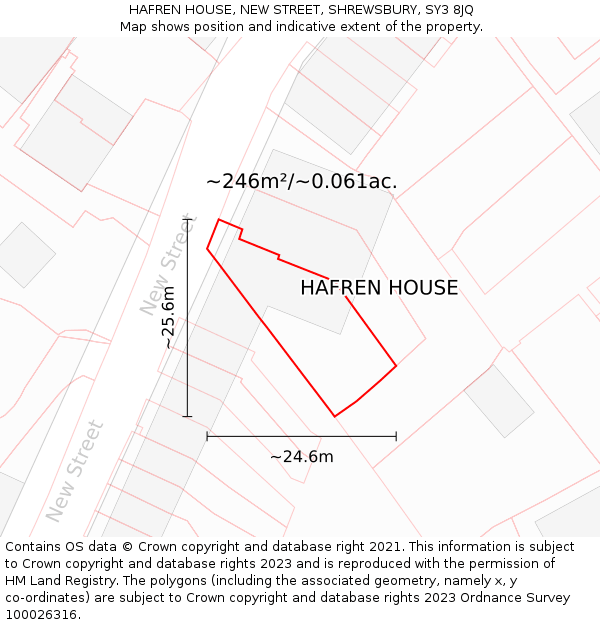 HAFREN HOUSE, NEW STREET, SHREWSBURY, SY3 8JQ: Plot and title map