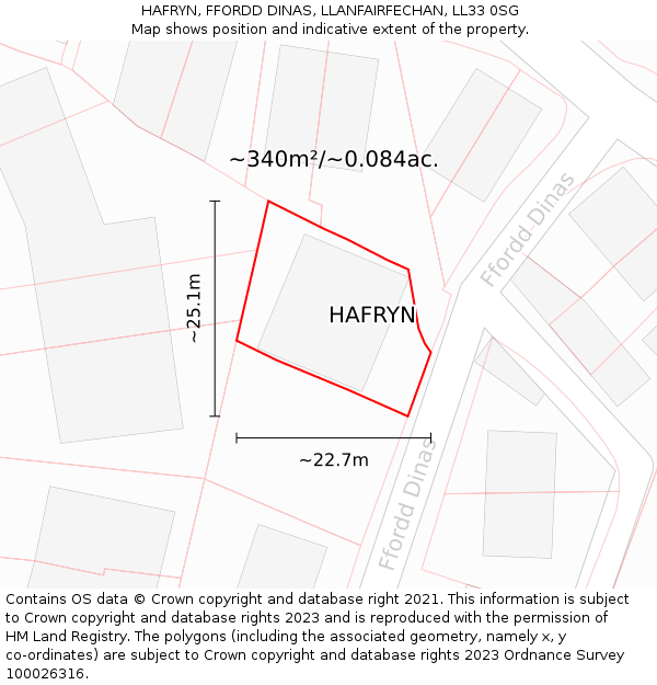 HAFRYN, FFORDD DINAS, LLANFAIRFECHAN, LL33 0SG: Plot and title map