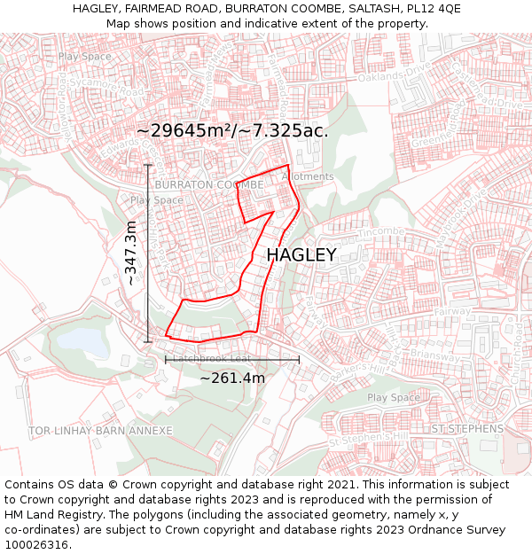 HAGLEY, FAIRMEAD ROAD, BURRATON COOMBE, SALTASH, PL12 4QE: Plot and title map