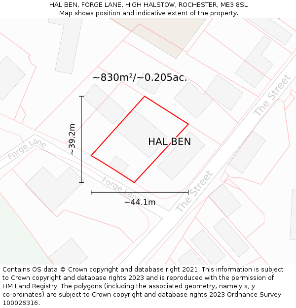 HAL BEN, FORGE LANE, HIGH HALSTOW, ROCHESTER, ME3 8SL: Plot and title map