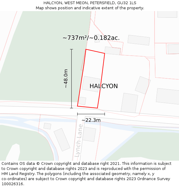 HALCYON, WEST MEON, PETERSFIELD, GU32 1LS: Plot and title map