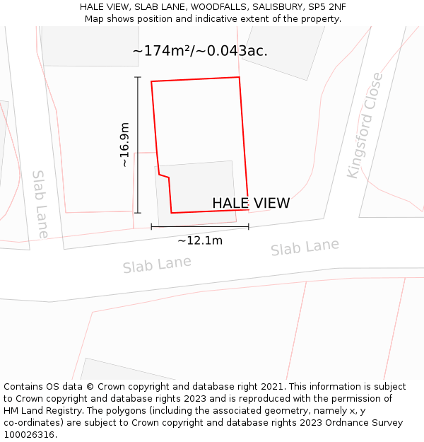 HALE VIEW, SLAB LANE, WOODFALLS, SALISBURY, SP5 2NF: Plot and title map