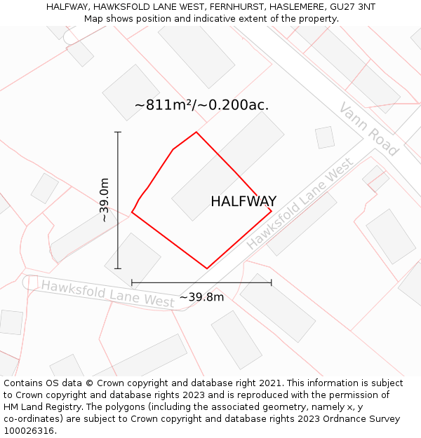HALFWAY, HAWKSFOLD LANE WEST, FERNHURST, HASLEMERE, GU27 3NT: Plot and title map