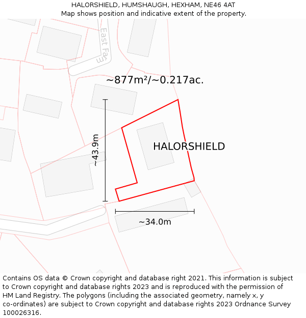 HALORSHIELD, HUMSHAUGH, HEXHAM, NE46 4AT: Plot and title map